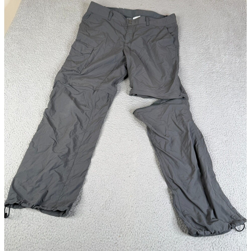 COLUMBIA Convertible Cargo Pant Women 16W Gray OmniShade Zip Ankle Trail Zip Off